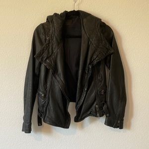 All saints black leather jacket